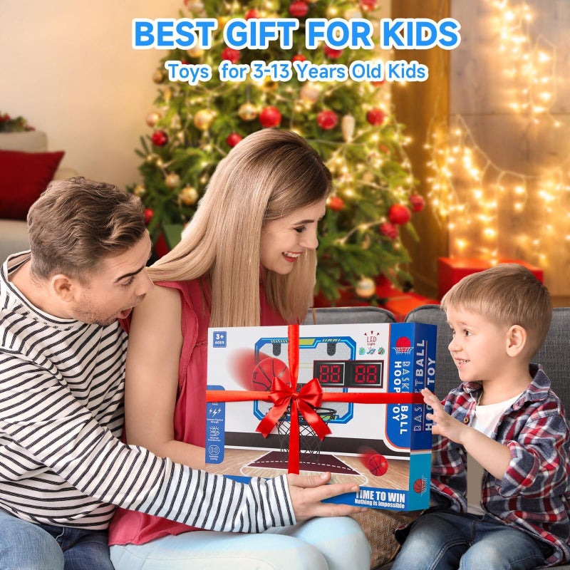 VIGNUTO Indoor Basketball Hoop for Kids(4-12 Years Old)  Over The Door Basketball Hoop with Scoring  Countdown and Music Accompaniment Functions Mini Basketball Hoop  Basketball Hoop Indoor Kids Toys - Image 2